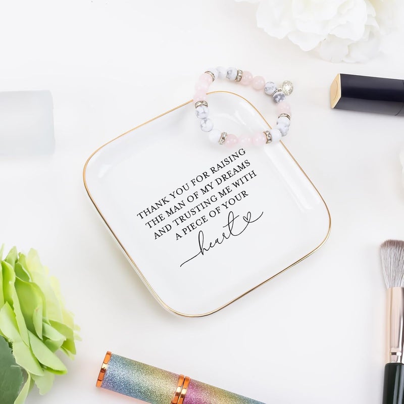 Teeglow Mother of the Groom Gifts Jewelry Tray from Bride, Mother's Day Christmas Birthday Wedding Gifts for Mother in Law of the Groom from Bride Ceramic Ring Dish Plate - Image 2